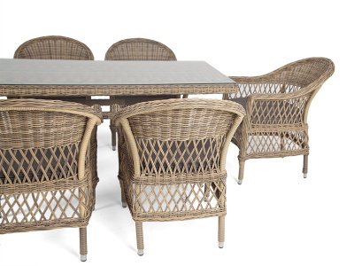 "Амароне" обеденная группа из искусственного ротанга на 6 персон, цвет соломенный